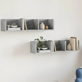 Mobili Parete 2 Pz Grigio Cemento 75x18x16,5 Cm İn Multistrato /