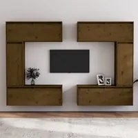 Mobili Porta TV 6 pz Miele in Legno Massello di Pino 3100202