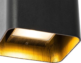 Applique da parete moderna nera con LED IP54 quadrata - Evi