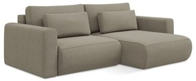 Divano angolare marrone chiaro allungabile/con contenitore (con penisola a destra/con chaise lounge) Kapua – Makamii