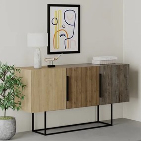 Madia Moderna 3 Ante 150 Cm Tricolore Rovere Noce E Dark Coffee Tontini