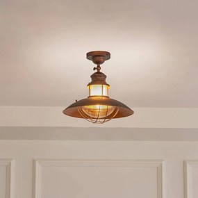 Plafoniera soffitto Louisanne Lindby, dimmerabile, Marrone / Ruggine, Cucina, Metallo, Marittimo, Plafoniera