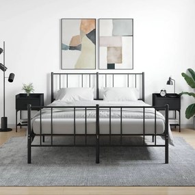 Comodini 2 Pz Neri 40,5x31x60 Cm İn Legno Multistrato /