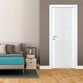 Porta interna a battente Side Vetrata in MDF colore bianco, L 80 x H 210 cm, apertura reversibile