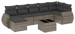 Set divano da giardino 8 pz con cuscini grigio in polyrattan