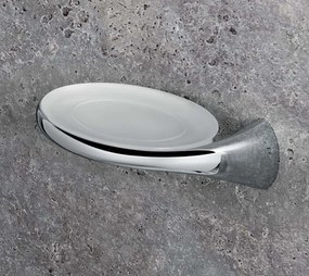 Colombo Link B2401S Porta Sapone Sinistro a parete in Vetro Acidato Naturale cromo