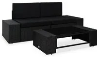 Set Divani da Giardino 3 pz in Polyrattan Nero cod mxl 69009