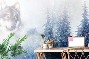 Carta da parati – Lupo in un paesaggio innevato