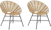 Set di 2 sedie da giardino gambe in metallo rattan sintetico marrone chiaro forma rotonda Boho