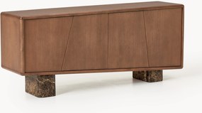 Credenza in legno con gambe in marmo Emperador Tundra