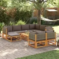 Set Divani da Giardino 10pz con Cuscini Legno Massello Acacia 3278905