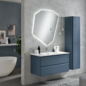 Mobile da bagno sospeso moderno con base 100 ARTICO con 2 cassetti e lavabo BLU