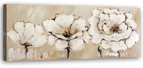 Quadro su tela, Fiori beige dipinti  Dimensioni 120x40