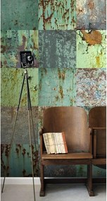 Fotomurale ESTA Patchwork, verde mare e marrone 138X279 cm