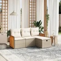 Set Divano da Giardino 4 pz con Cuscini Beige in Polyrattan 3265706