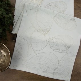 Tovaglia centrale in velluto con stampa di foglie bianche lucide Larghezza: 35 cm | Lunghezza: 140 cm
