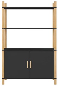 Credenza nera 80x40x121 cm in legno multistrato