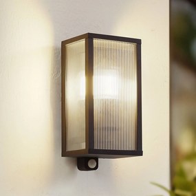Lindby Applique da esterno Peldar, sensore, scanalata, IP44, E27 Peldar Lindby, dimmerabile, Nero, Alluminio, Moderno