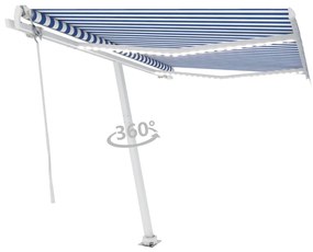 Tenda Automatica con Sensore Vento e LED 300x250 cm Blu Bianca