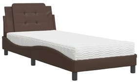 Letto con materasso marrone 100x200cm in similpelle