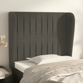 Testiera Ad Orecchio Grigio Scuro 83x23x118/128 Cm İn Velluto /