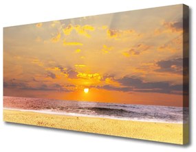 Stampa quadro su tela Paesaggio del sole della spiaggia del mare 100x50 cm