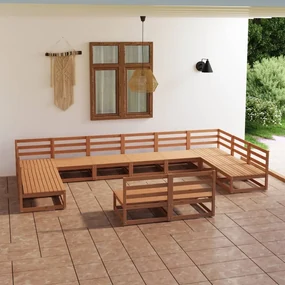 Set divani da giardino 12 pz in legno massello di pino