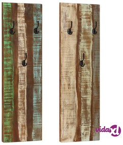 vidaXL Appendiabiti a Parete 2pz 36x3x110cm Legno Massello di Recupero