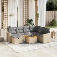 Set Divano da Giardino 8 pz con Cuscini Beige Misto Polyrattan 3264853