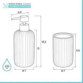 Set accessori bagno 2 pezzi in ceramica grigio soft touch Spring