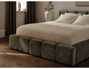 Letto matrimoniale imbottito verde con spazio contenitivo e rete 180x200 cm Lupine - Micadoni Home