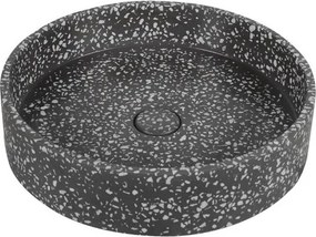 Lavabo da appoggio rotondo con finitura terrazzo nero | KTERE-430N - KAMALU