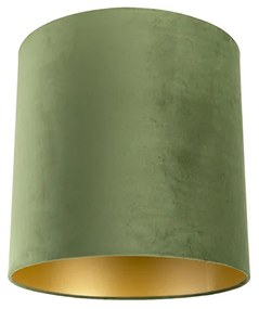 Paralume in velluto verde 40/40/40 con interno dorato