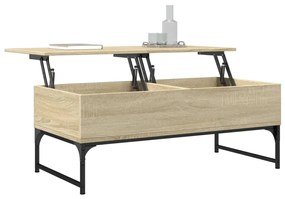 Tavolino salotto rovere sonoma 100x50x40cm multistrato metallo
