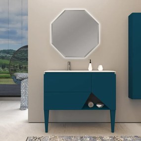 Mobile sottolavabo e lavabo Vintage per vasca a sinistra blu petrolio L 105 x H 55 x P 45.3 cm