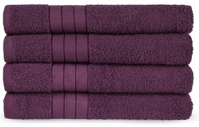 Set di 4 asciugamani in spugna di cotone bordeaux 50x100 cm - Good Morning