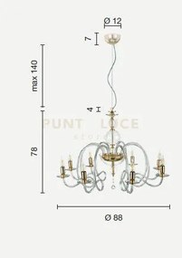 Lampadario vivaldi in vetro lavorato a mano, dettagli in cristallo ...