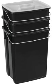 Set di cestini per la spazzatura neri in plastica per raccolta differenziata 3 pz 2x10+6 l Biobox – Curver