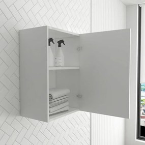 Set da 45 cm con lavatoio colonna e pensile in legno nobilitato bianco Fedra