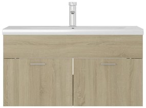 Mobile con lavabo integrato rovere sonoma in legno multistrato