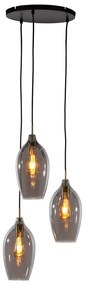 Lampadario con paralume in vetro grigio scuro-bronzo ø 35 cm Lukaro - Light &amp; Living