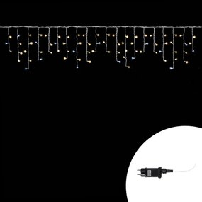 Tenda luminosa 10 metri 380 Led Bianco Caldo fisso e Bianco Freddo intermittente stalattiti prolungabile altezza 50cm da esterno Wisdom