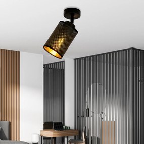 Plafoniera Spot 1 Luce Varuna In Acciaio Nero E Oro Paralumi Regolabile