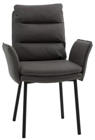 Set di sedie MALIBÙ in similpelle antracite e gambe in metallo nero, con braccioli