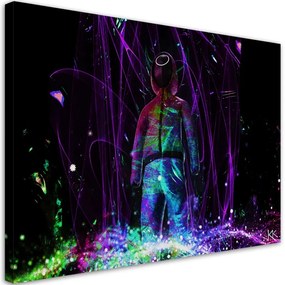 Quadro su tela, Giocatore al neon  Dimensioni Tappeti 120x80