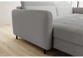 Divano angolare grigio allungabile/con contenitore (con penisola a sinistra/con chaise lounge) e rivestimento in bouclé Gomsi – ELTAP