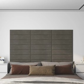 Pannelli Murali 12 Pz Grigio Scuro 60x15 Cm Velluto 1,08 M² /