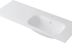 Lavabo a incasso rettangolare vasca a destra L 120.5 x H 15 x P 46 cm in resina bianco opaco