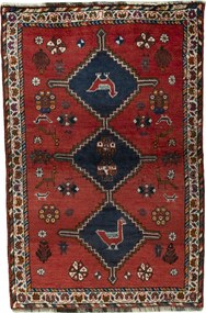 Shiraz Tappeto persiano 150x100 Rosso (Iran) Annodato A Mano