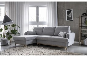 Divano angolare grigio chiaro allungabile/con contenitore (con penisola a sinistra/con chaise lounge) Scandic Lagom – Miuform